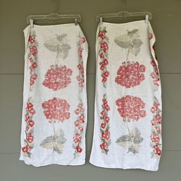 Vintage Geranium Terry Cloth Towels – Set of 2 Orange Floral 36"x20" - Picture 7 of 8